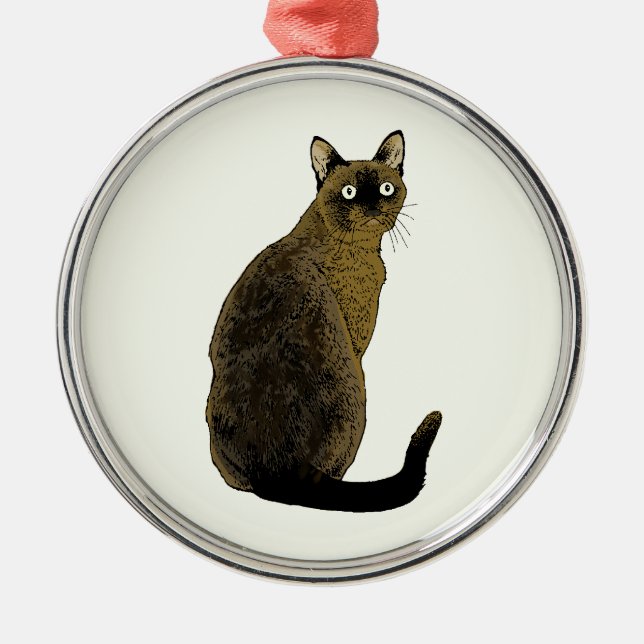Burmese Cat Metal Ornament (Front)