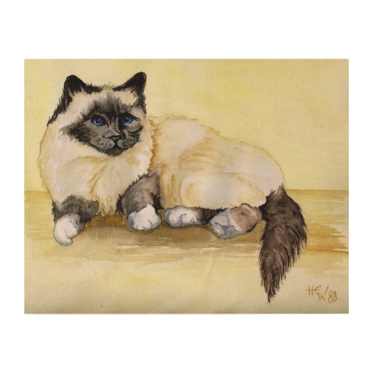 Burmese Cat Painting Wood Wall Decor