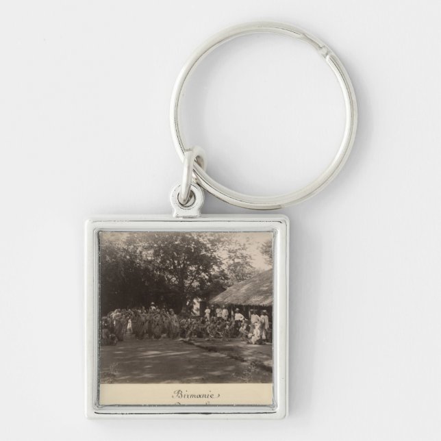 Burmese dancers celebrating, Burma Keychain (Front)