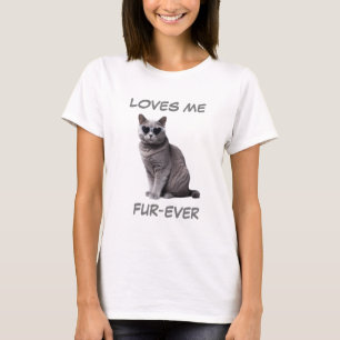 Burmese Grey Cat Heart Heart-Shaped Sunglasses T-Shirt