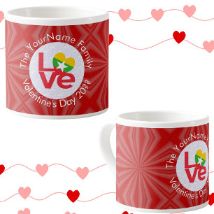 Burmese Myanmar Flag Heart LOVE Red Personalized  Espresso Cup