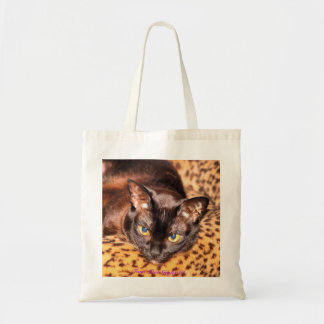 Burmese on Leopard Cat Bed Tote Bag
