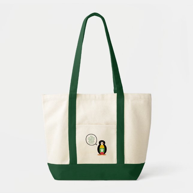 Burmese or Myanmar Talking Penguin Flag Tote Bag (Front)
