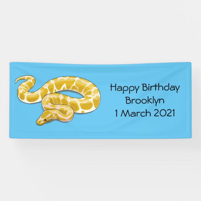 Burmese python snake cartoon illustration banner (Horizontal)