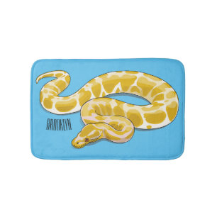 Burmese python snake cartoon illustration bath mat