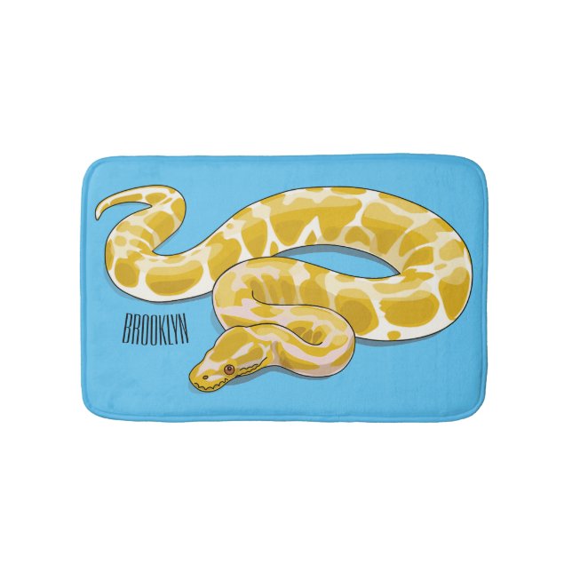 Burmese python snake cartoon illustration bath mat (Front)