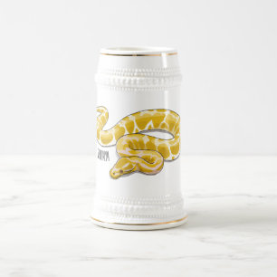 Burmese python snake cartoon illustration beer stein