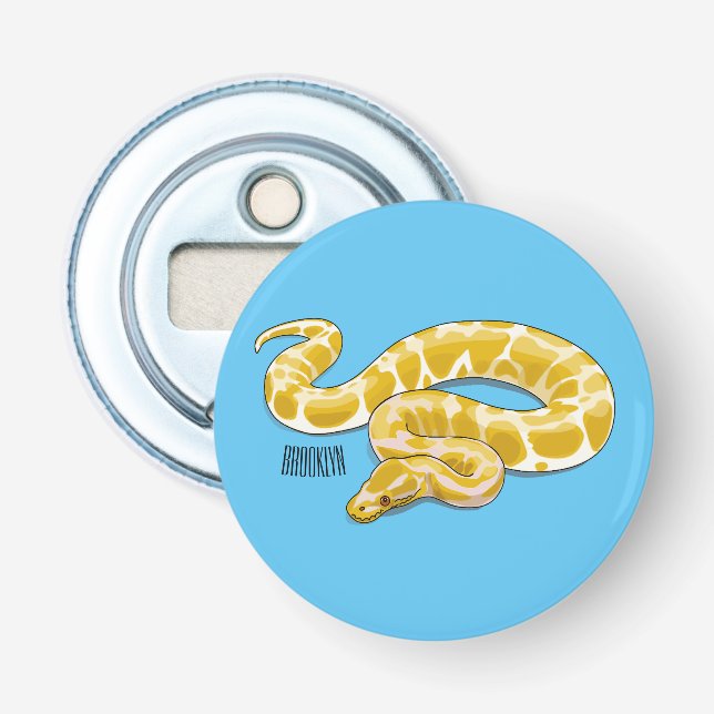 Burmese python snake cartoon illustration bottle opener (Front)