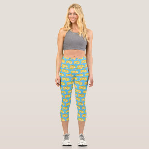 Burmese python snake cartoon illustration  capri leggings