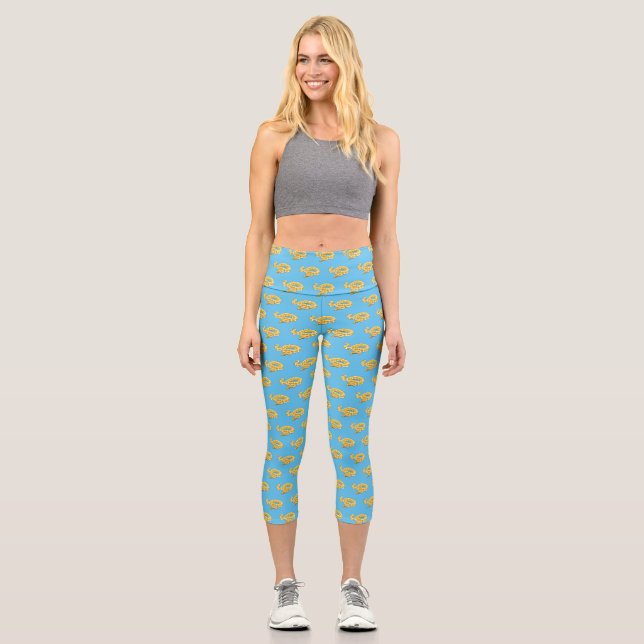 Burmese python snake cartoon illustration capri leggings (Front)