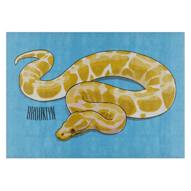 Burmese python snake cartoon illustration cutting board (Front)