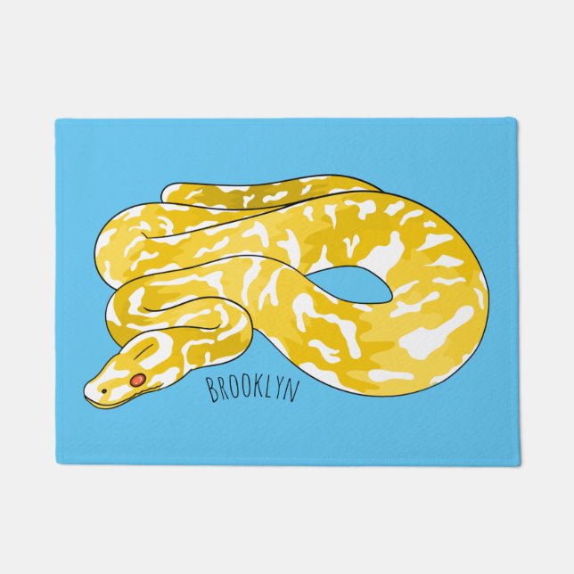 Burmese python snake cartoon illustration  doormat (Front)