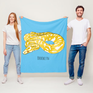 Burmese python snake cartoon illustration fleece blanket