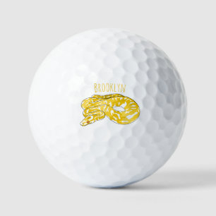 Burmese python snake cartoon illustration golf balls