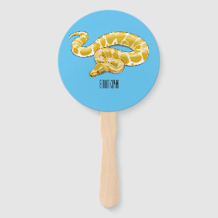 Burmese python snake cartoon illustration hand fan