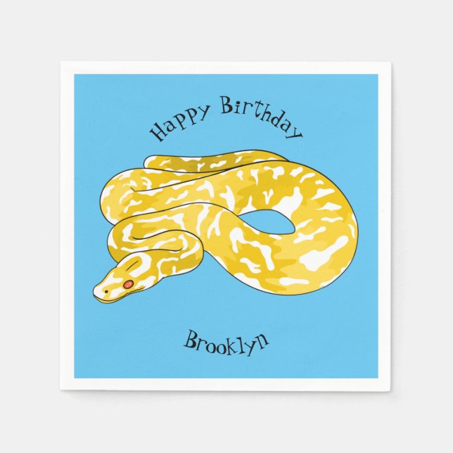 Burmese python snake cartoon illustration napkin (Front)