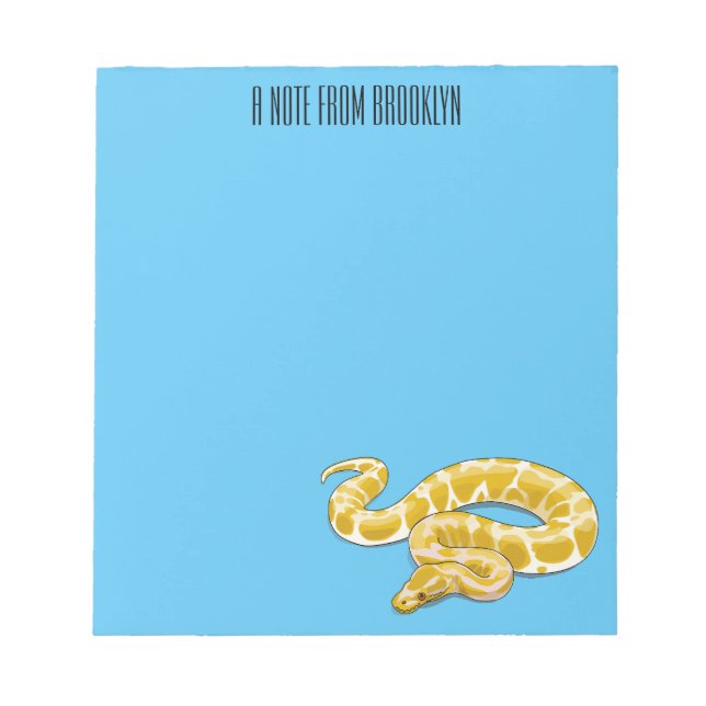 Burmese python snake cartoon illustration notepad (Front)