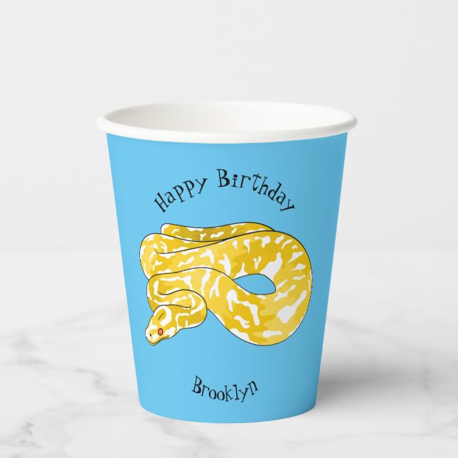 Burmese python snake cartoon illustration paper cups (Front)