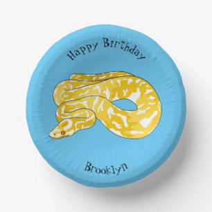 Burmese python snake cartoon illustration paper plate