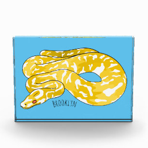 Burmese python snake cartoon illustration photo block