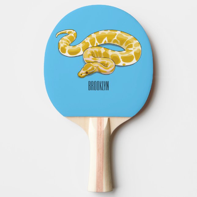 Burmese python snake cartoon illustration ping pong paddle (Front)
