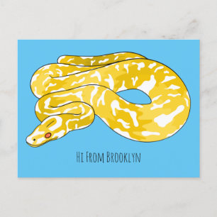 Burmese python snake cartoon illustration postcard