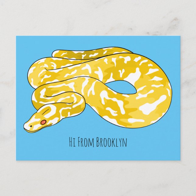 Burmese python snake cartoon illustration  postcard (Front)