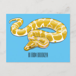 Burmese python snake cartoon illustration postcard