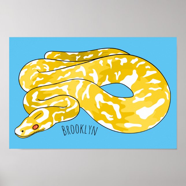 Burmese python snake cartoon illustration poster (Front)