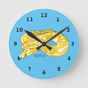 Burmese python snake cartoon illustration round clock