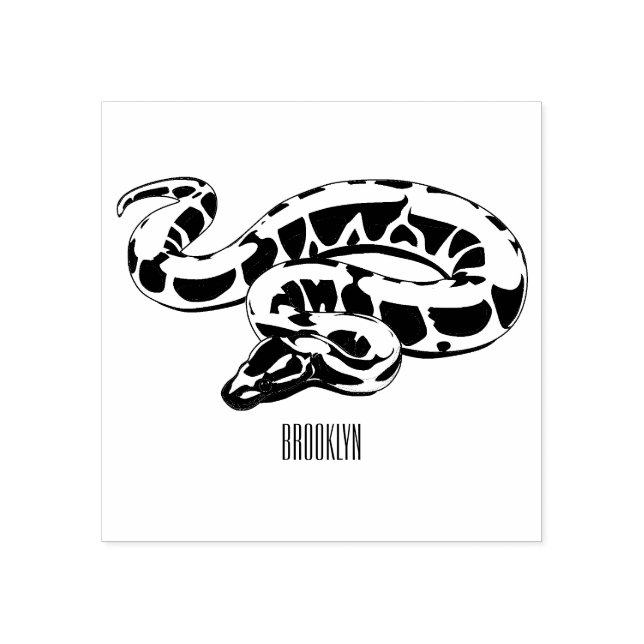 Burmese python snake cartoon illustration rubber stamp (Imprint)