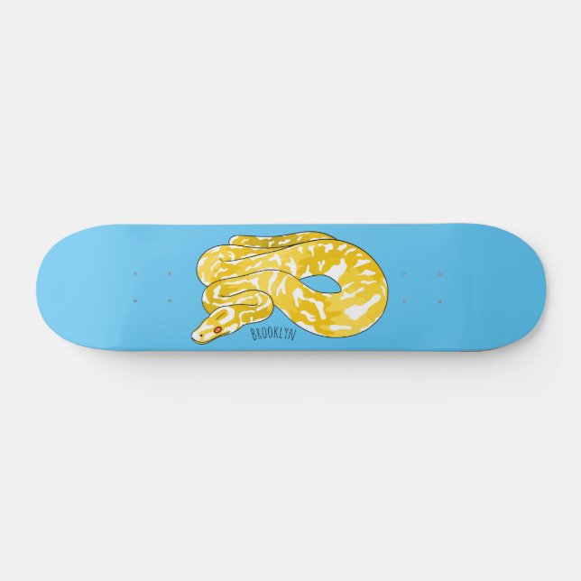 Burmese python snake cartoon illustration skateboard (Horz)
