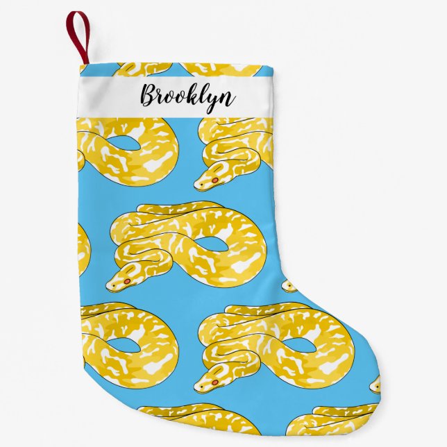 Burmese python snake cartoon illustration  small christmas stocking (Front)