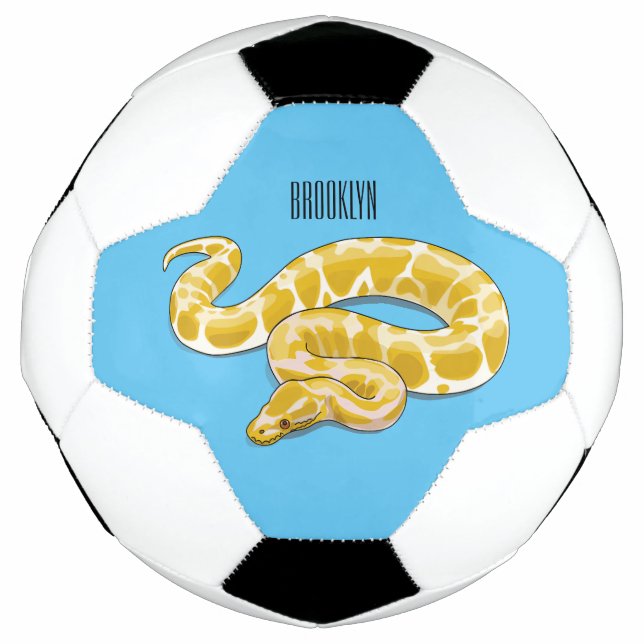 Burmese python snake cartoon illustration soccer ball (Front)