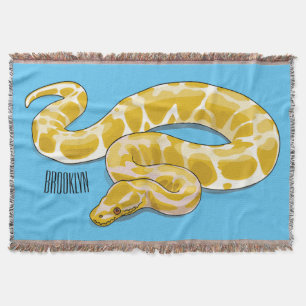 Burmese python snake cartoon illustration throw blanket