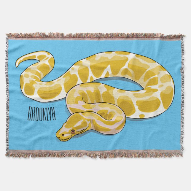 Burmese python snake cartoon illustration throw blanket (Front)