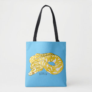 Burmese python snake cartoon illustration tote bag