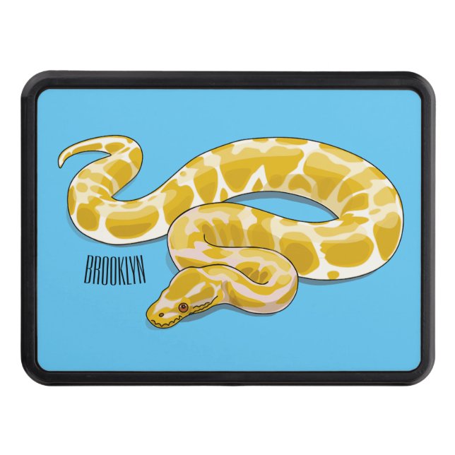 Burmese python snake cartoon illustration trailer hitch cover (Front)