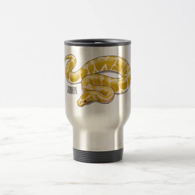 Burmese python snake cartoon illustration travel mug (Center)