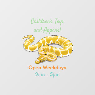 Burmese python snake cartoon illustration window cling
