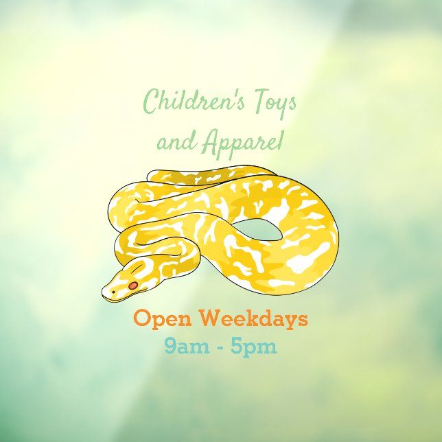 Burmese python snake cartoon illustration  window cling (Sheet 3)