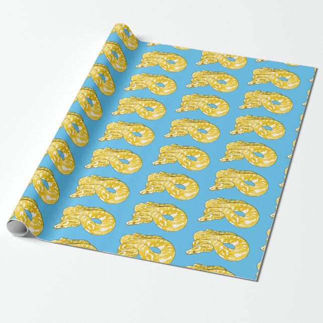 Burmese python snake cartoon illustration wrapping paper (Unrolled)