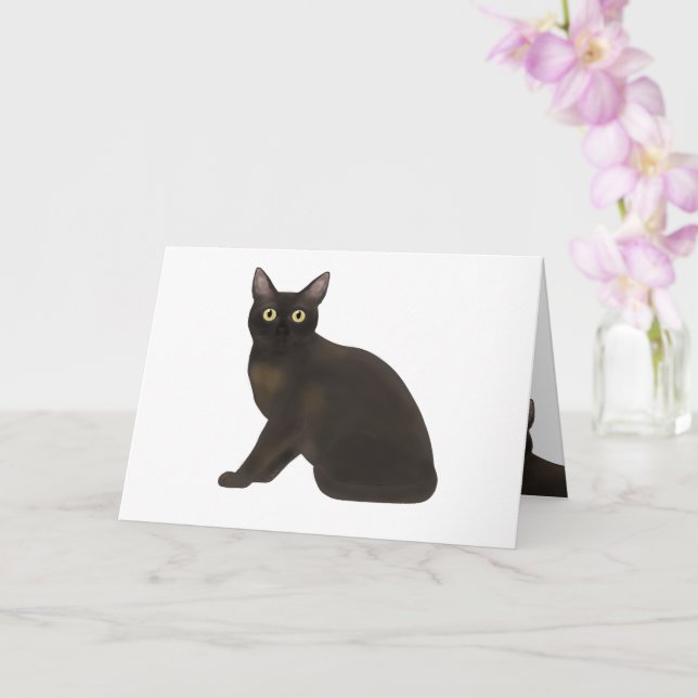 Burmese Sable Cat Greeting Card (Orchid)