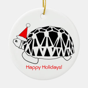 Burmese Star Tortoise Ornament (white bw)