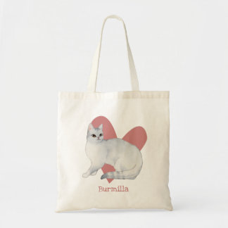 Burmilla Cat Watercolor Kitty Pink Heart Tote Bag
