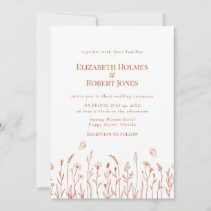 Burn Orange Fleur sauvage Faire-part de mariage pr