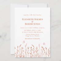 Burn Orange Wildflower Meadow Wedding Invitation