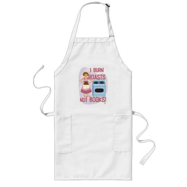 Burn Roasts Not Books Retro Reading Housewife Long Apron (Front)