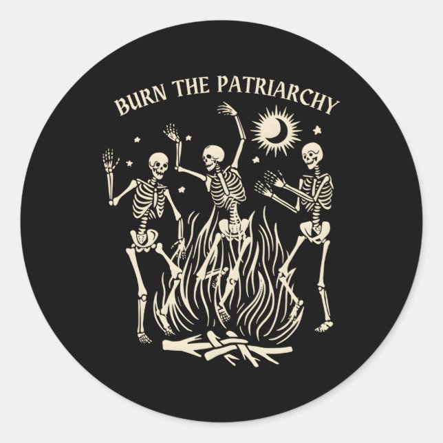 Burn The Patriarchy Feminist Halloween Classic Round Sticker (Front)