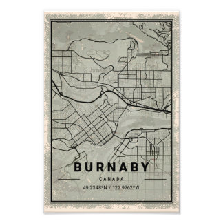 Burnaby map print poster canvas | Canada